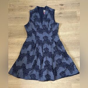 Vince Camuto Navy and Gray Floral Mini Dress